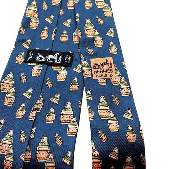 Hermes Vintage Silk Tie Poupees Russes Matriochkas Russian Nesting Doll 7529 IA - Picture 2 of 4